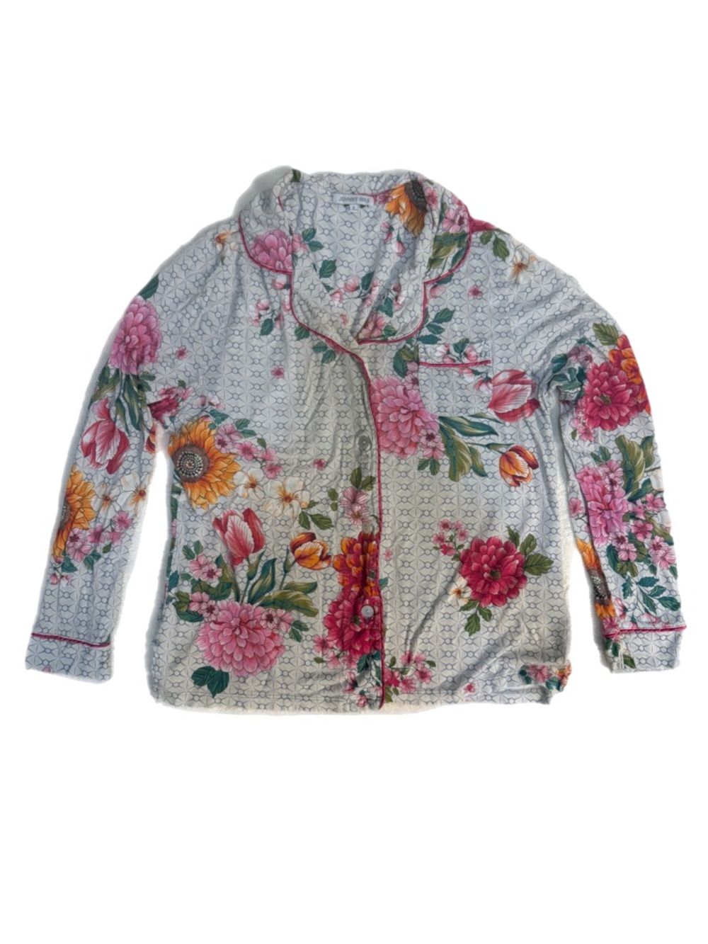 Johnny Was Womens Floral Print Pajama Top Size Medium Bohemian